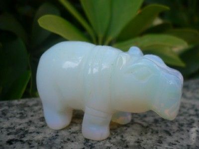 China Hand Carved Opal Gemstone Hippo Figurine S5216  