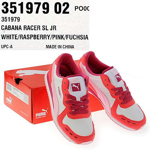 PUMA CABANA RACER SL JR (GS) YOUTH White Raspberry Pink Sneakers Shoes 