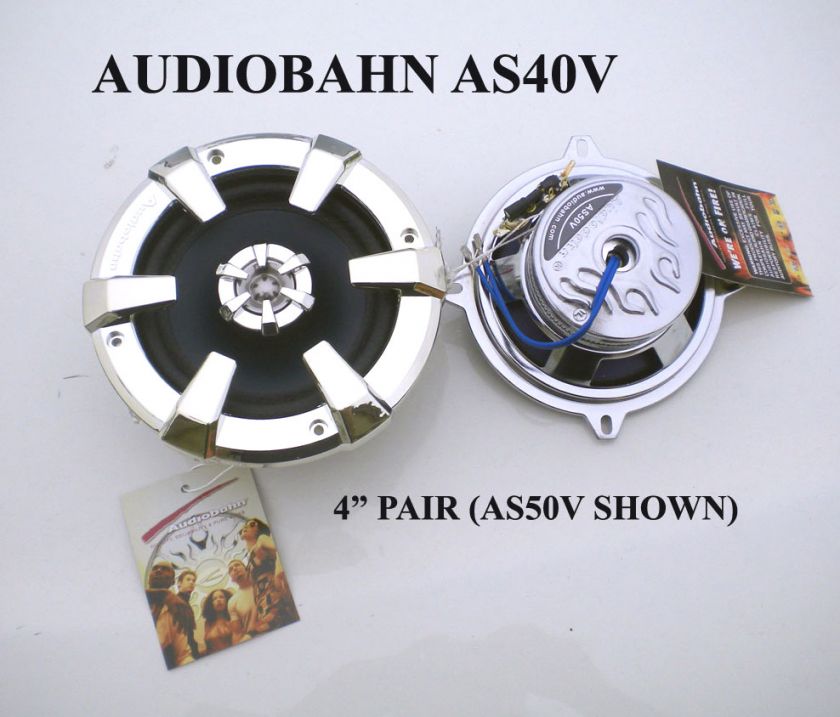 AUDIOBAHN AS40V CHROME 4 COAXIAL SPEAKER PAIR NEW  