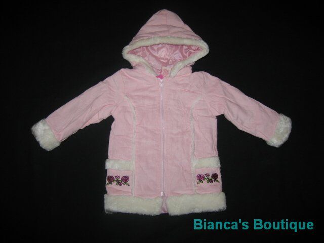 NEW WINTER ROSE Fur Coat Jacket Girls Fall Clothes 2T Corduroy 