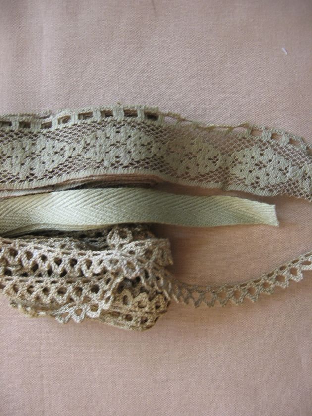   trims,Autumn sage Green, 5 yards, cluny trim, twill tape, lace  