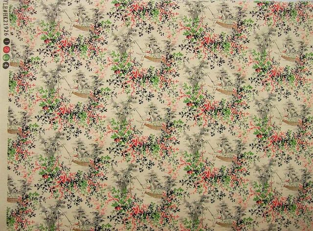 Vintage Shirtings Circa 1860 Girl Fishing Fabric BTY  