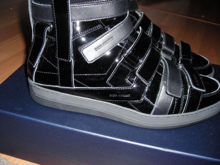Dior™ Homme Patent Leather Hi Top Shoes Sneakers 43  