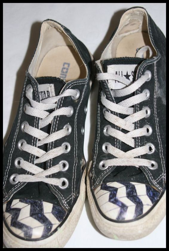 CONVERSE ~ All Star Tennis Shoes Black Canvas Painted ~ Sz Men 5 Wom 7 
