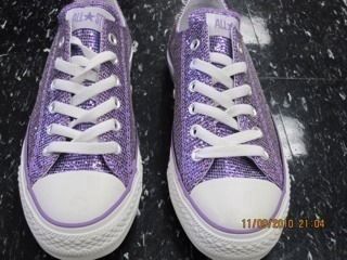 NWB CONVERSE ALLSTAR OX PURPLE LILAC GLITTER SZ W 9.5  