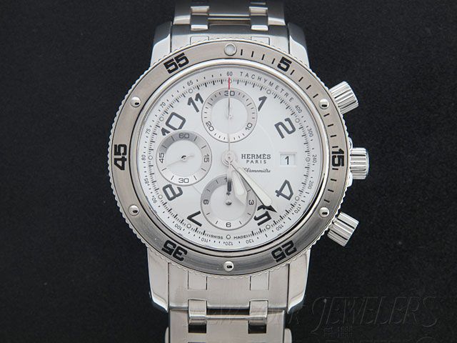 HERMES CLIPPER DIVER CHRONO CP2.910.130 WHITE DIAL CHRONOGRAPH 