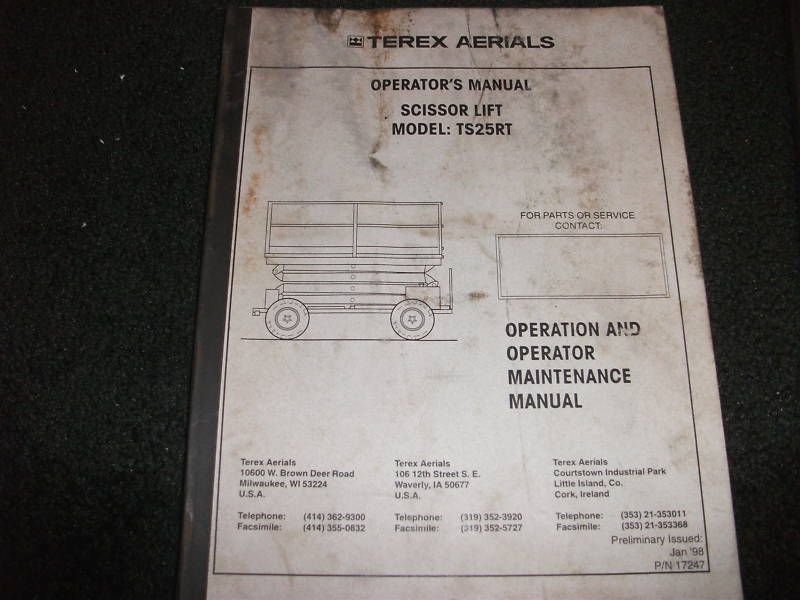 terex scissor lift TS25RT operation and maint book  