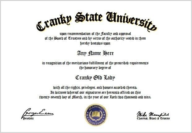 Cranky Old Lady Diploma   Cranky Old Lady Lover Diploma  