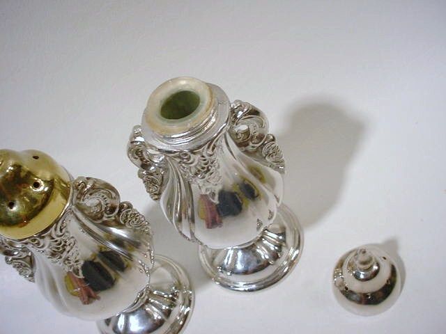 Old WALLACE Grand BAROQUE Silverplate Salt & Pepper SHAKERS  