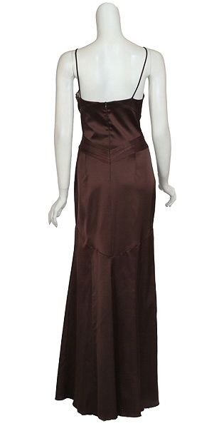 Chic DAVID MEISTER Chocolate FitFlare Gown Dress 12 NEW  