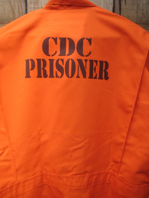 CUSTOM PRINTED Jail Inmate Orange Jumpsuit Costume  