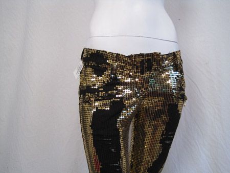 4135 BALMAIN Jeans Runway Pants Sequined Paris 36 XS S #000851  