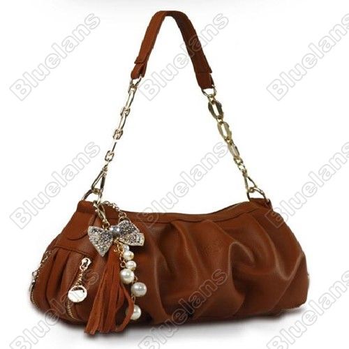 Ladies Butterfly Knot Fringed Faux Leather Handbags Shoulderbag Hobo 