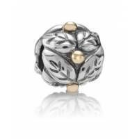 PANDORA Sterling Holly Leaf Bead with Gold Accents 790499  