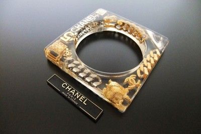 Authentic Chanel Vintage CC charm cuff bangle bracelet  