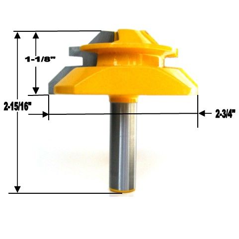 3pc 45° Miter, Glue & Drawer Lock Joint Router Bit Set  