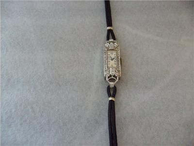 Vintage Antique Platinum Diamond Art Deco Wristwatch  