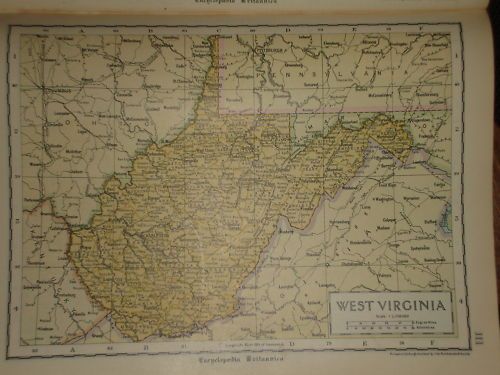 1929 ENCYCLOPEDIA BRITANNICA MAP WEST VIRGINIA USA  