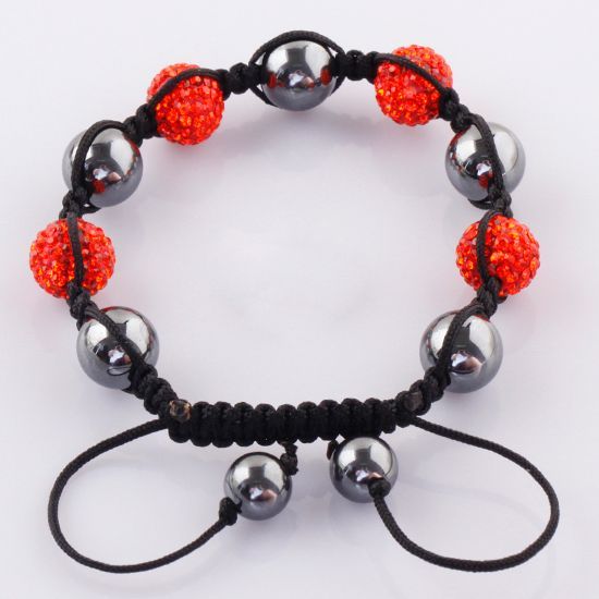   Orange Red Crystal Disco Magnetite Ball Adjustable Cord Bracelets