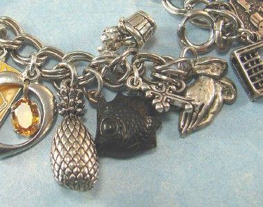   Sterling Silver Charm Bracelet 7.25 Camera OPENS, Mad Money, Xmas