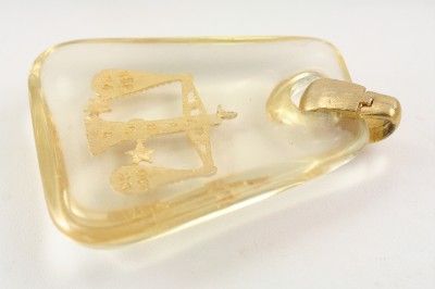 Vintage Costume Jewelry Libra Lucite Zodiac Pendant  