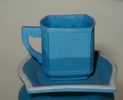 Antique Blue Miniature Cup & Saucer RED CROSS CHARITY  