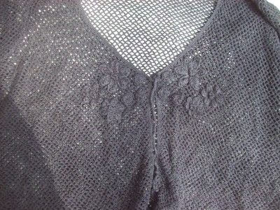 Venezia/Lane Bryant 26/28 black fishnet crocheted sweater  