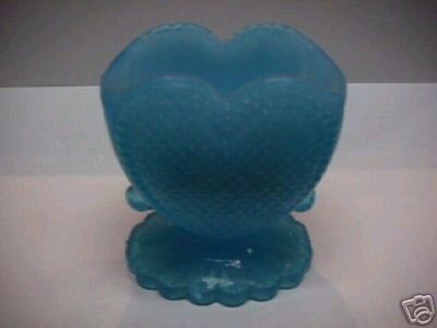 BOYD GLASS HEART TOOTHPICK HOLDER PEACOCK BLUE 1999  