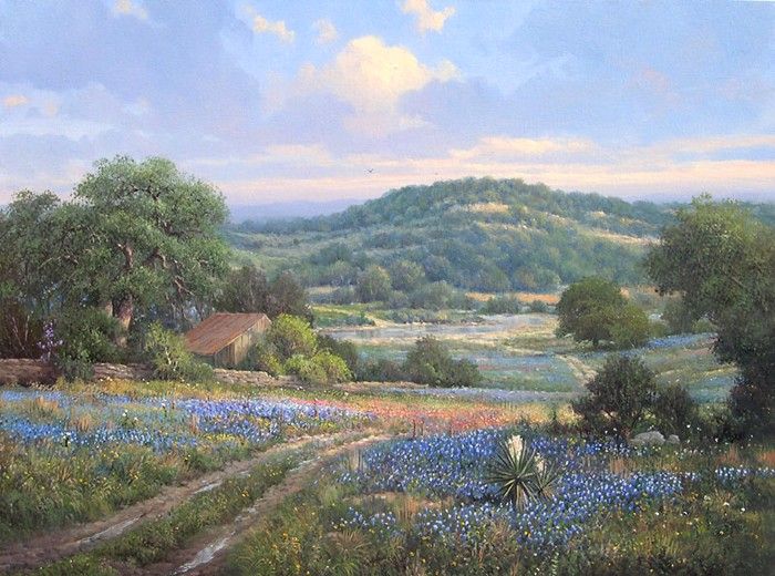 Original Oil painting Flower art landscape on canvas 36x48  