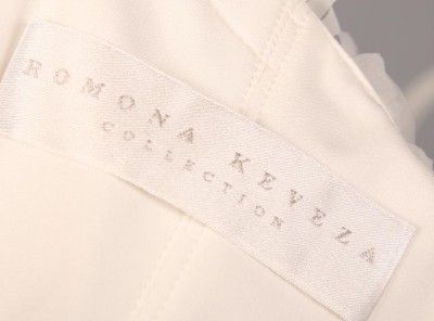 AUTHENTIC Romona Keveza RK285 Silk Chiffon Strapless White Bridal Gown 