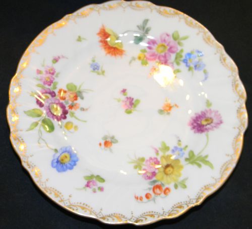 ANTIQUE 1900 R KLEMM DRESDEN PORCELAIN 6 FLORAL PLATE  