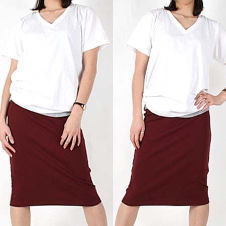 Pencil Straight Skirt Knee Length Cotton New for Spring Black Blue 