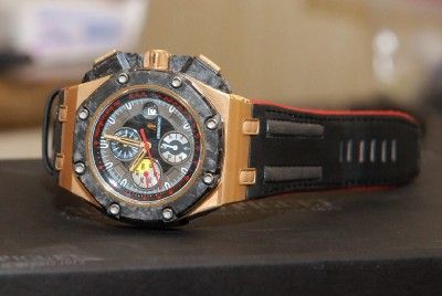 AUDEMARS PIGUET GRANG PRIX ROO CARBON CHRONO ROSE GOLD WATCH ROYAL OAK 