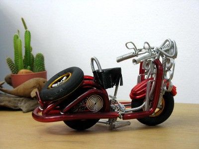 WIRE ART SCULPTURE HANDMADE Vespa Motor 8.5x5 Birthday  