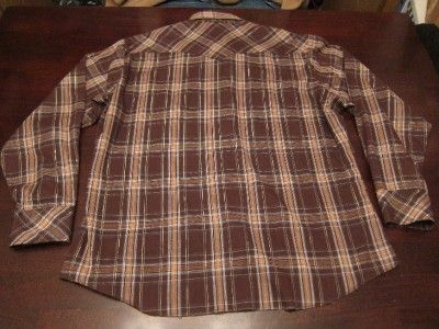   Western Shiny Gold Plaid Cowboy Rodeo Rockabilly Shirt Sz XL  