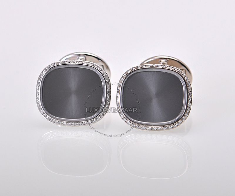 Patek Philippe18K White Gold Diamond Ellipse Cufflinks  