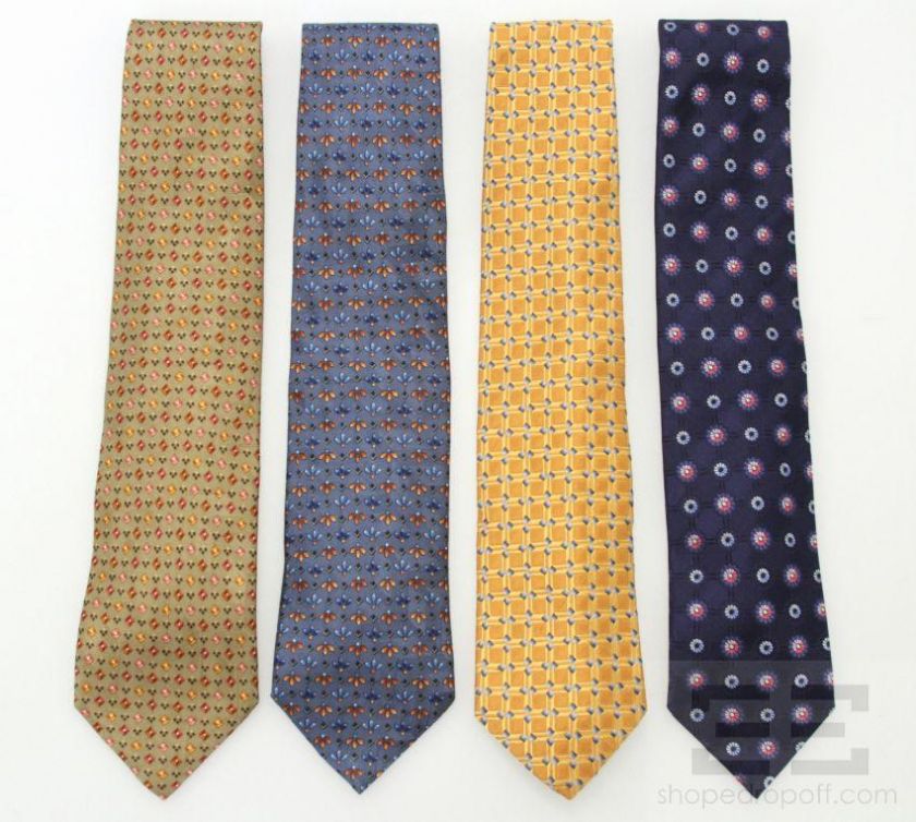 Ermenegildo Zegna 4 Piece Multicolor Print Silk Necktie Set  