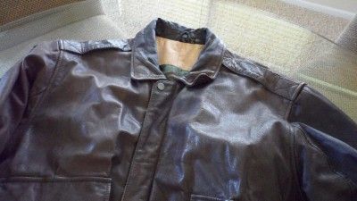   Vintage BOMBER leather FLIGHT JACKET Mens BROWN US air force XL  