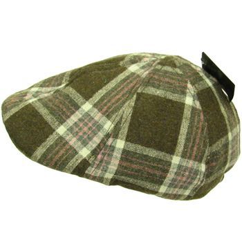 Wool Plaid panel Duck Bill Ivy Cabbie Hat Brown Pink  