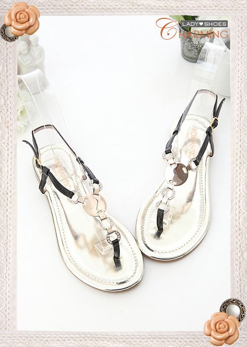Womens Bling Bling Jeweled Flats Sandals 3 Colors  