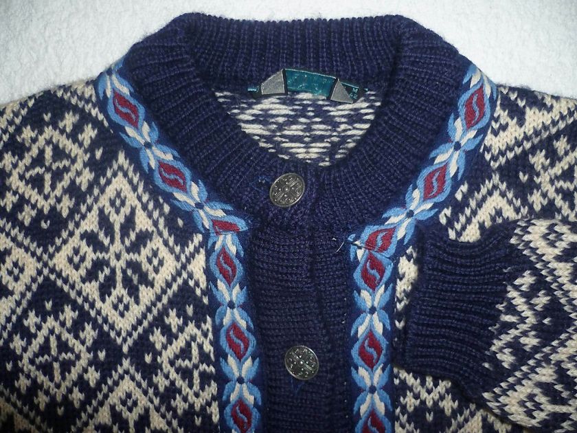   NORDIC FOLK CARDIGAN DALE OF NORWAY MEDIUM NAVY & CREAM JUMT176  