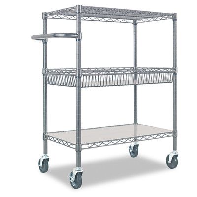 shelf chrome rolling storage cart commercial/home/business/office 