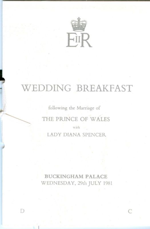 Princess Diana ROYAL WEDDING BREAKFAST BOOKLET 1981  