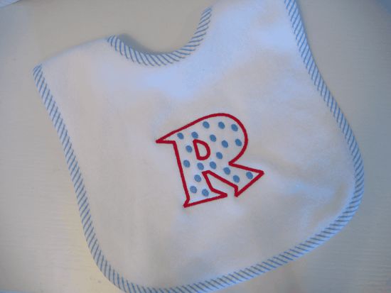 cute monogrammed bib by Lily Pad Designs