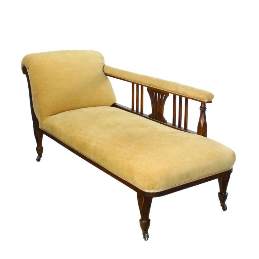 Edwardian Antique Walnut Sofa Couch Settee Day Bed Chaise Longue 