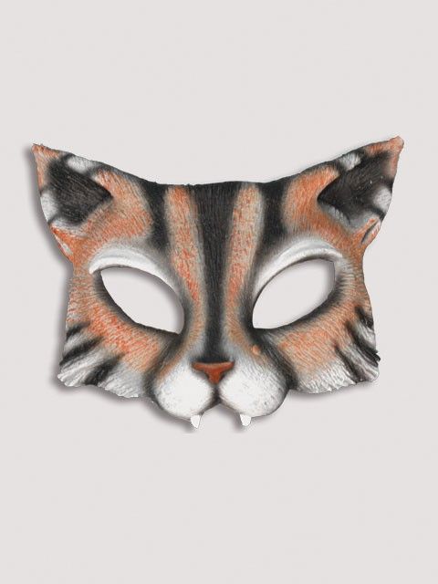 Kitty Cat Half Mask Halloween Party Costume Tabby Black White  