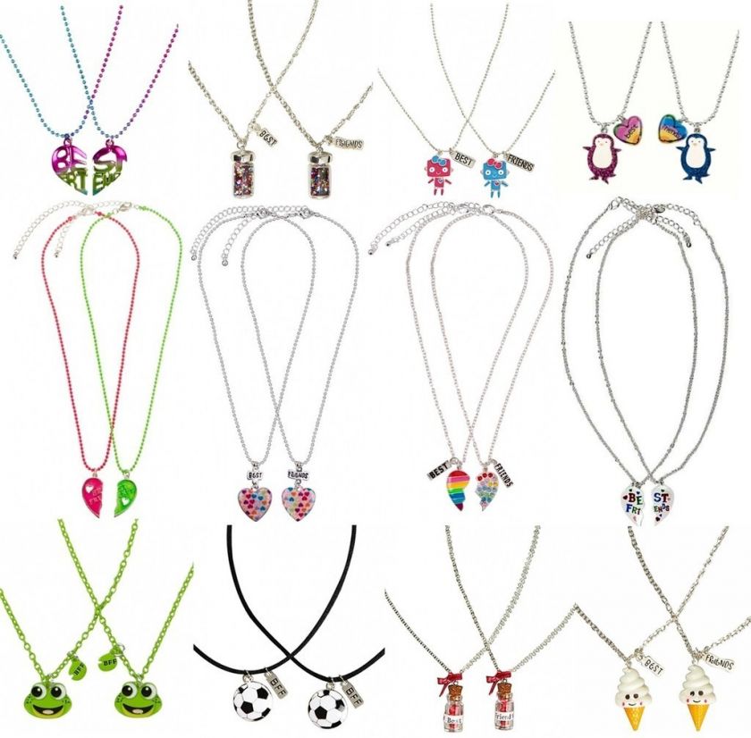   BFF Best Friends 2pc Necklace Set Heart/Soccer/Frog & More NEW  