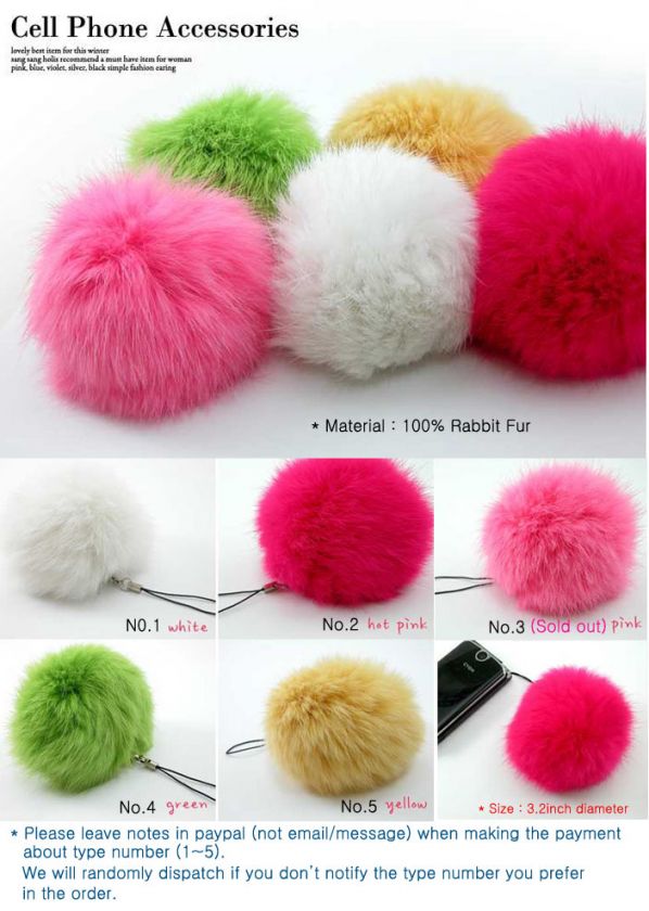 Luxurious Genuine Rabbit Fur Cell Phone,Mobile Phone Strap&Charm 