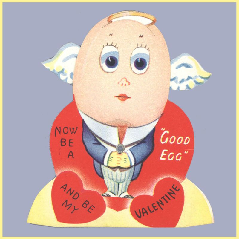 Vintage Valentines Day Card GOOD EGG Mechanical 1950s  