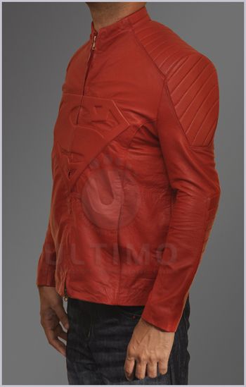 Superman Smallville Red Real Leather Sheepskin Jacket   Embossed 